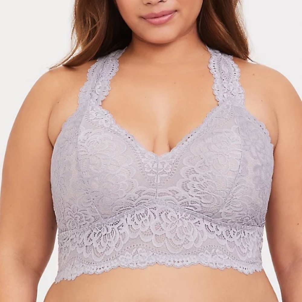 Torrid Size 4 GREY LACE RACERBACK BRALETTE